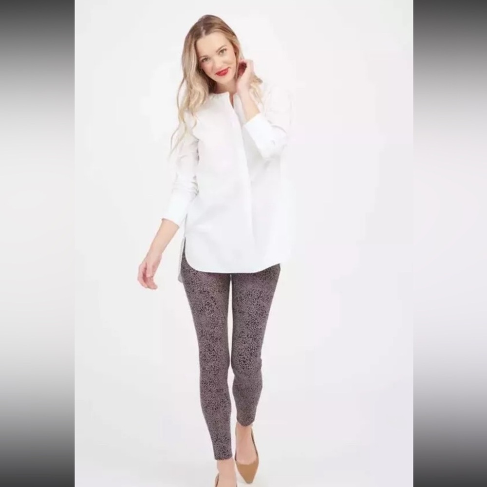Spanx Jean-ish® Ankle Leggings Pants in Desert Dot Soft Knit Size Small
